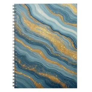 Blaue Marmor-Abstraktion mit goldenen Adern Notizblock
