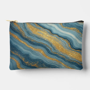 Blaue Marmor-Abstraktion mit goldenen Adern Zubehörtasche