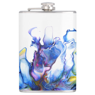 Blaue Marmor-Achat-Fluid-Art Flachmann