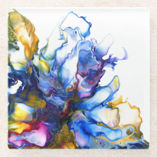 Blaue Marmor-Achat-Fluid-Art Glasuntersetzer