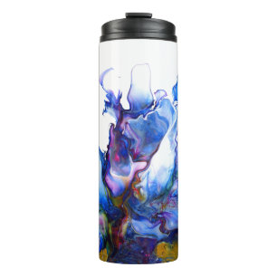 Blaue Marmor-Achat-Fluid-Art Thermosbecher