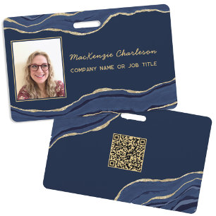 Blaue Marmor-Achat-Geoden-QR-Code-Foto-ID-Name Ausweis