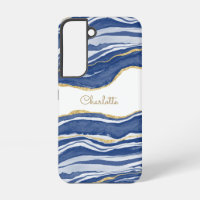 Blaue Marmor-Achat-Gold-Glitzer-Personalisierung