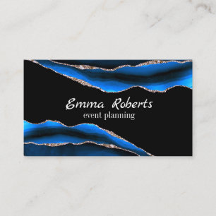 Blaue Marmor-Achat-Granit-Mosaik Golden Modern Visitenkarte