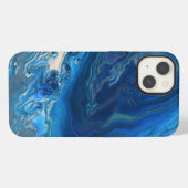 Blaue Marmor-Achat-Textur Fluid Art iPhone Hülle (Rückseite (Horizontal))