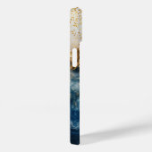 Blaue Marmor-Chic-Gold-Glitter-Monogramm Case-Mate iPhone Hülle (Rückseite / Rechts)