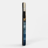 Blaue Marmor-Chic-Gold-Glitter-Monogramm Case-Mate iPhone Hülle (Hinten/Rechts)