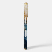 Blaue Marmor-Chic-Gold-Glitter-Monogramm Case-Mate iPhone Hülle (Rückseite / Rechts)