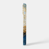 Blaue Marmor-Chic-Gold-Glitter-Monogramm iPhone 15 Hülle (Linke Seite)