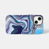 Blaue Marmor Fluid Art  iPhone Hülle (Rückseite (Horizontal))