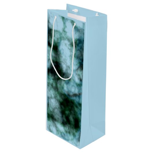Blaue Marmor Geschenktüte Für Weinflaschen (Vorderseite Schrägansicht)
