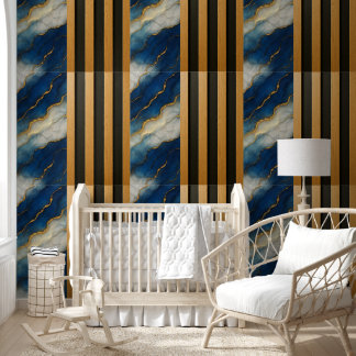 Blaue Marmor-Gold-Holzlattenpaneele - Zum Aufklebe Tapete