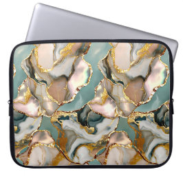 Blaue Marmor-Laptop-Hülle Goldadern-Etui Laptopschutzhülle