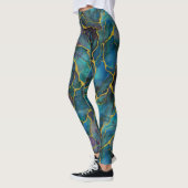 Blaue Marmor mit Goldveinen Leggings (Links)