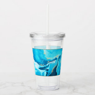 Blaue Marmor-Optik-Acrylbecher Acryltrinkbecher