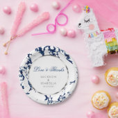 Blaue Marmor, Silber und Weiß Pappteller (Party)