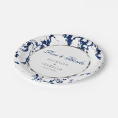 Blaue Marmor, Silber und Weiß Pappteller (Schrägansicht)