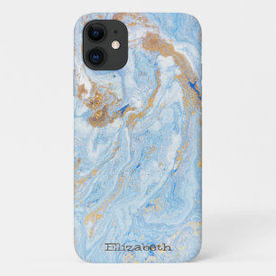 Blaue Marmor-Steinstruktur Gold Glitter Case-Mate iPhone Hülle