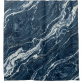 Blaue Marmor Textur Moderner verfeinerter Stil Duschvorhang (Vorderseite)