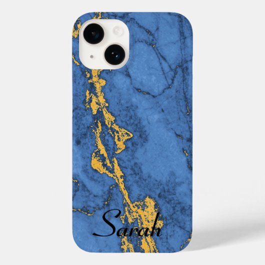 Blaue Marmor und Gold Case-Mate iPhone Hülle (Rückseite)