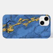 Blaue Marmor und Gold Case-Mate iPhone Hülle (Rückseite (Horizontal))