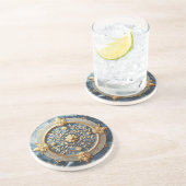 Blaue Marmor- und Goldschicht Getränkeuntersetzer (Seite)