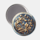 Blaue Marmor- und Goldschicht Magnet (Vorderseite/Rückseite)