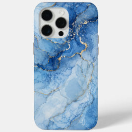 Blaue Marmor-Wasserfarben-Muster mit goldenen Ader Case-Mate iPhone Hülle