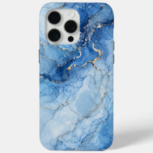 Blaue Marmor-Wasserfarben-Muster mit goldenen Ader Case-Mate iPhone Hülle