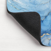 Blaue Marmor-Wasserfarben-Muster mit goldenen Ader Mousepad (Ecke)