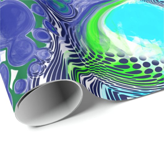 Blaue Marmor-Wirbel Geburtstag Geschenkpapier (Rolleneckpunkt)