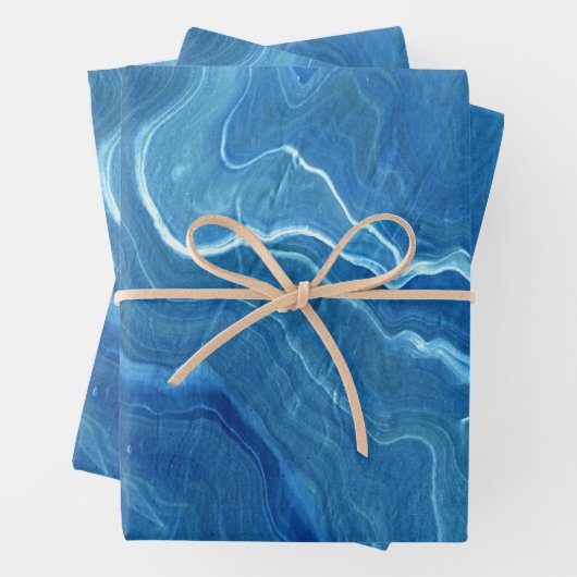 Blaue Marmorabstraktion Geschenkpapier Set (Beispiel)