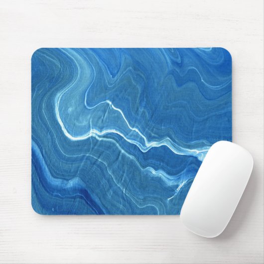 Blaue Marmorabstraktion Mousepad (Mit Mouse)