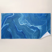 Blaue Marmorabstraktion Strandtuch (Vorderseite)