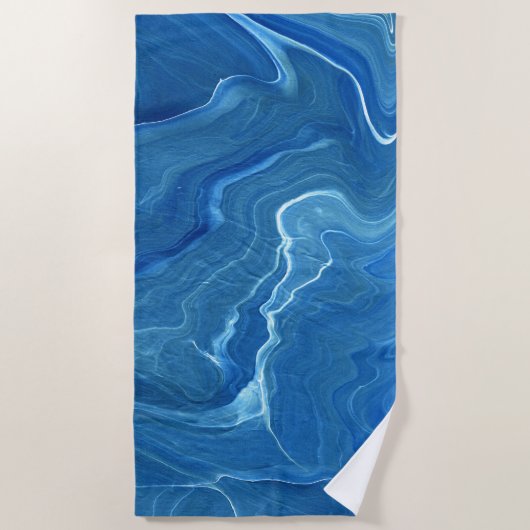 Blaue Marmorabstraktion Strandtuch (Vorderseite)