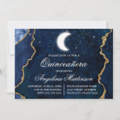 Blaue Marmorbäume, Himmelskörper Quinceanera Einladung (Vorderseite)