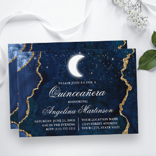 Blaue Marmorbäume, Himmelskörper Quinceanera Einladung