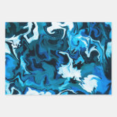 Blaue Marmorbrushstrokes Handgefertigt Geschenkpapier Set (Vorderseite 2)