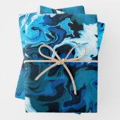 Blaue Marmorbrushstrokes Handgefertigt Geschenkpapier Set (Beispiel)