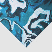 Blaue Marmorbrushstrokes Handgefertigt Seidenpapier (Detail)