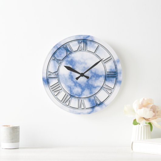 Blaue Marmordruck-Wanduhr Große Wanduhr (Zuhause)