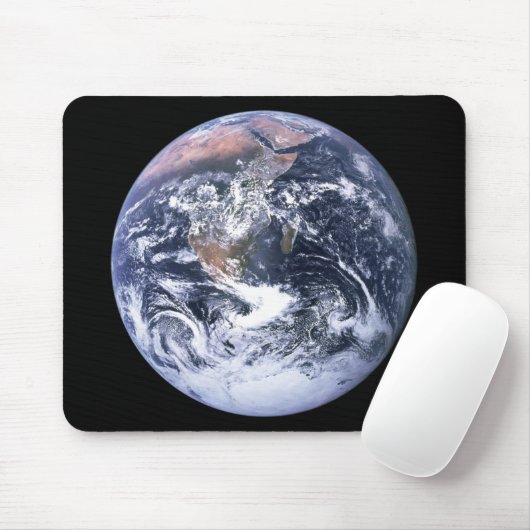 Blaue Marmorerde auf schwarz Mousepad (Mit Mouse)