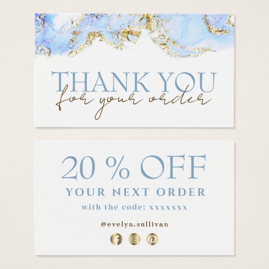 Blaue Marmorgestaltung dank Rabattkarte (Vorne & Hinten)