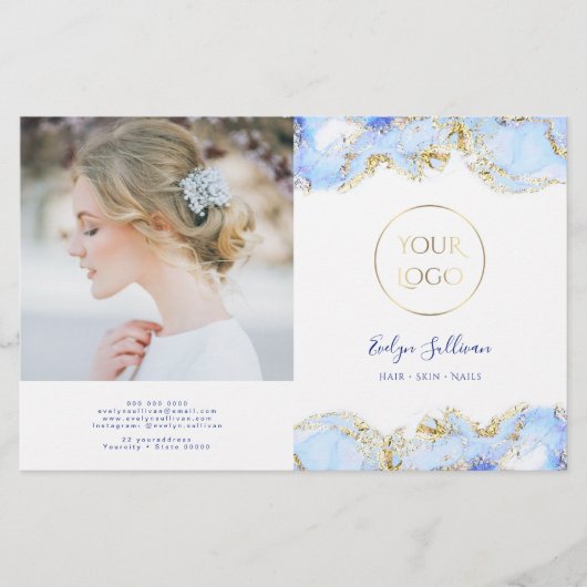 Blaue Marmorgestaltung Doppelbroschüre (Vorderseite)