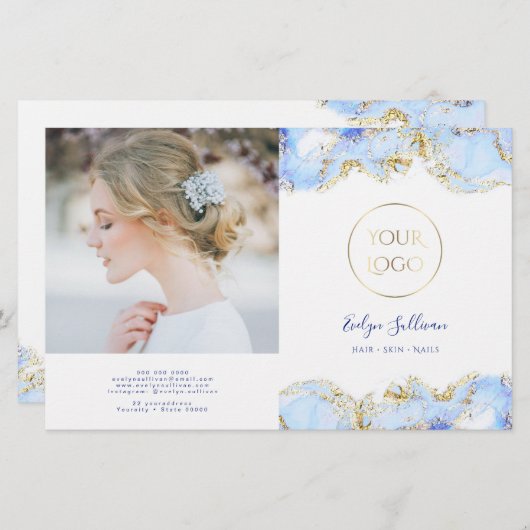 Blaue Marmorgestaltung Doppelbroschüre (Vorne/Hinten)