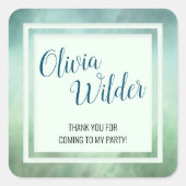 Blaue Marmorgrenze Quadratischer Aufkleber (Vorderseite)