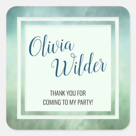 Blaue Marmorgrenze Quadratischer Aufkleber (Vorderseite)