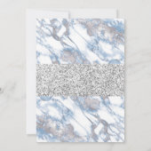Blaue Marmorhochzeit mit Silberfolie Einladung (Rückseite)