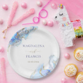 Blaue Marmorhochzeit Pappteller (Party)