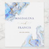 Blaue Marmorhochzeit Weinsiegel Weinetikett (Einzelnes Label)